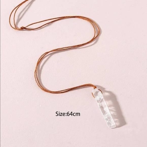 Natural Clear Quartz Cylinder Necklace - Picture 4 of 14
